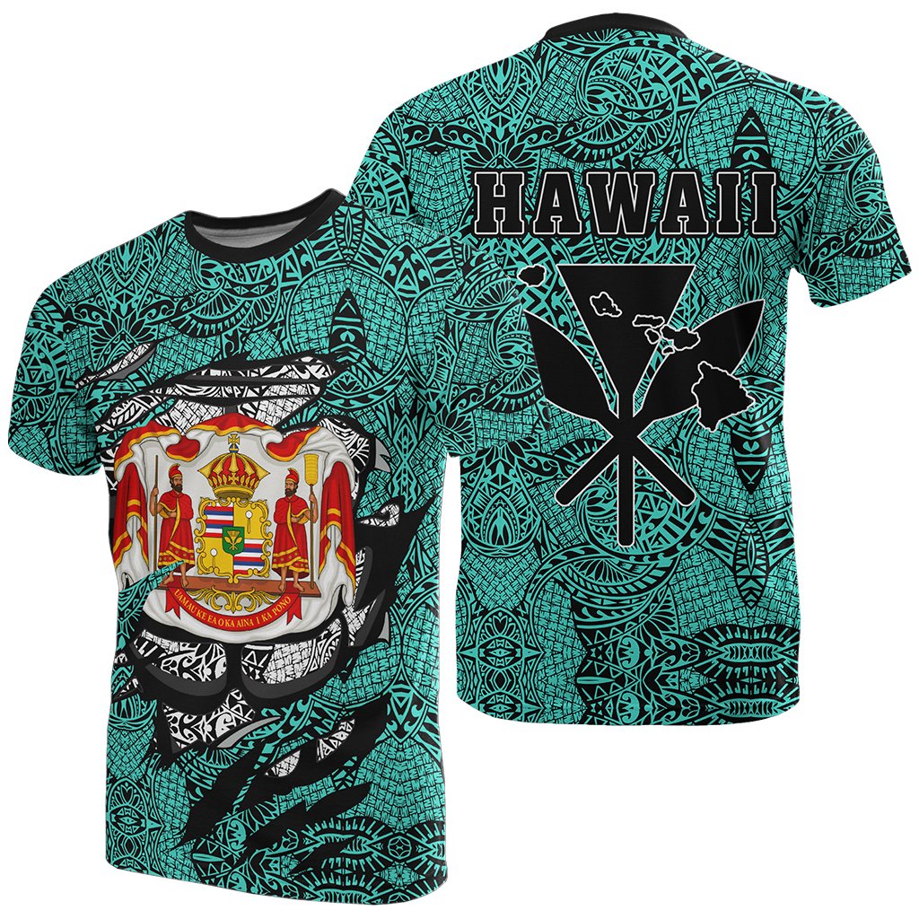 Hawaii Royal King Tatau Turquoise Polynesian T Shirt Unisex Turquoise - Polynesian Pride