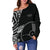 Yap Women's Off Shoulder Sweater - Micronesian Pattern Flash Black - Polynesian Pride