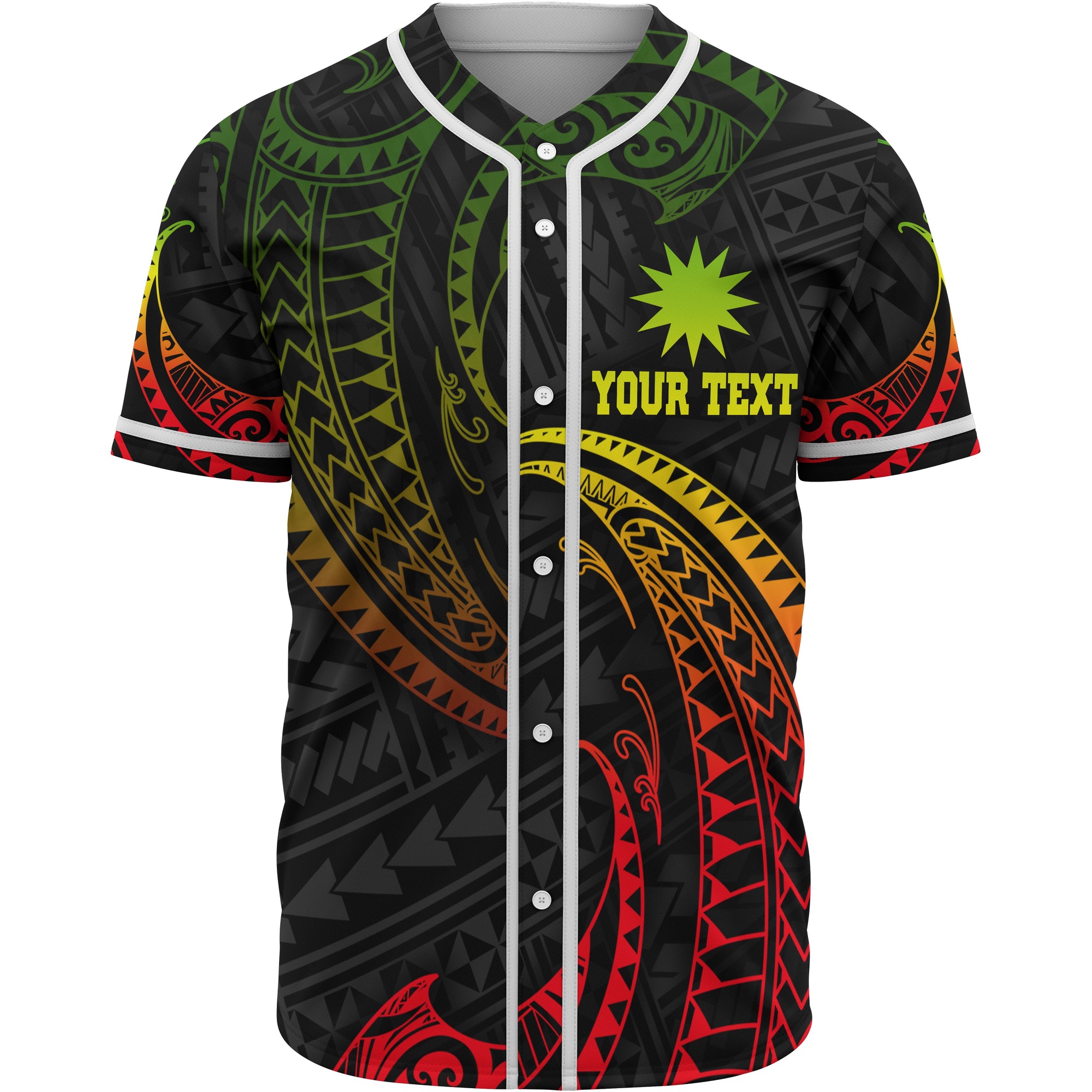 Nauru Polynesian Custom Personalised Baseball Shirt - Reggae Tribal Wave Unisex Reggae - Polynesian Pride