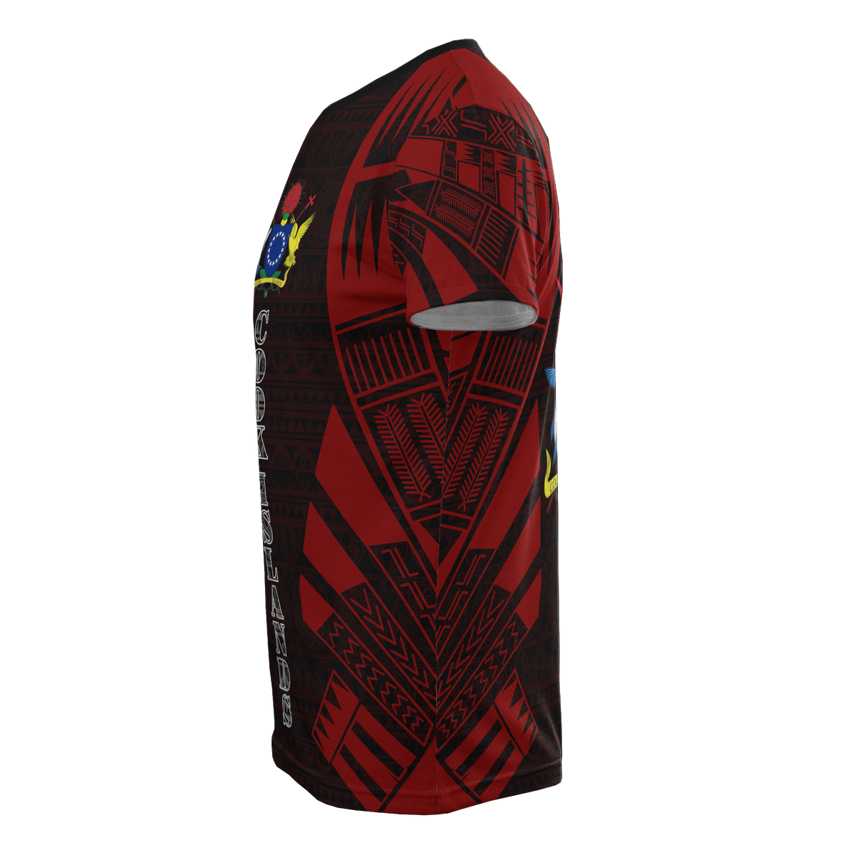 Cook Islands T Shirt Polynesian Coat of Arms Polynesian Tattoo Red Style - Polynesian Pride