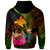 Papua New Guinea Polynesian Custom Zip up Hoodie Hibiscus and Banana Leaves - Polynesian Pride