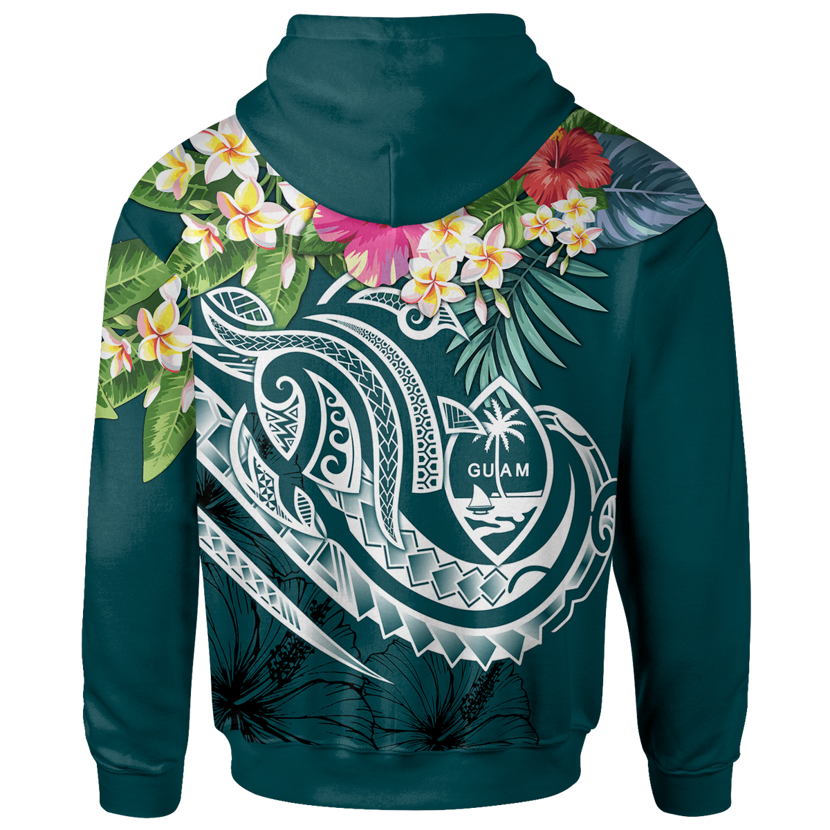 Guam Polynesian Hoodie Summer Plumeria (Turquoise) - Polynesian Pride