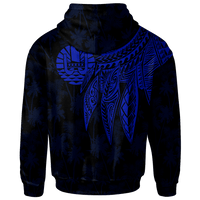Tahiti Custom Zip up Hoodie Polynesian Wings (Blue) - Polynesian Pride