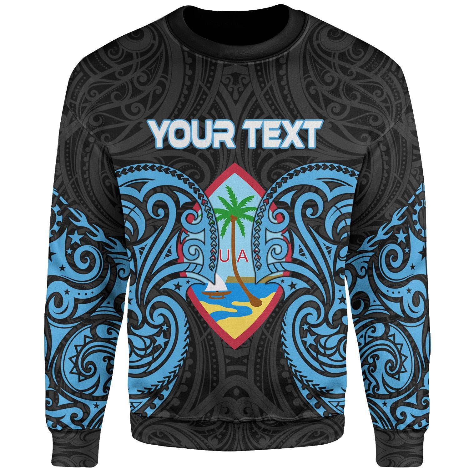 Guam Polynesian Custom Personalised Sweater - Spirit Style Blue Unisex Blue - Polynesian Pride