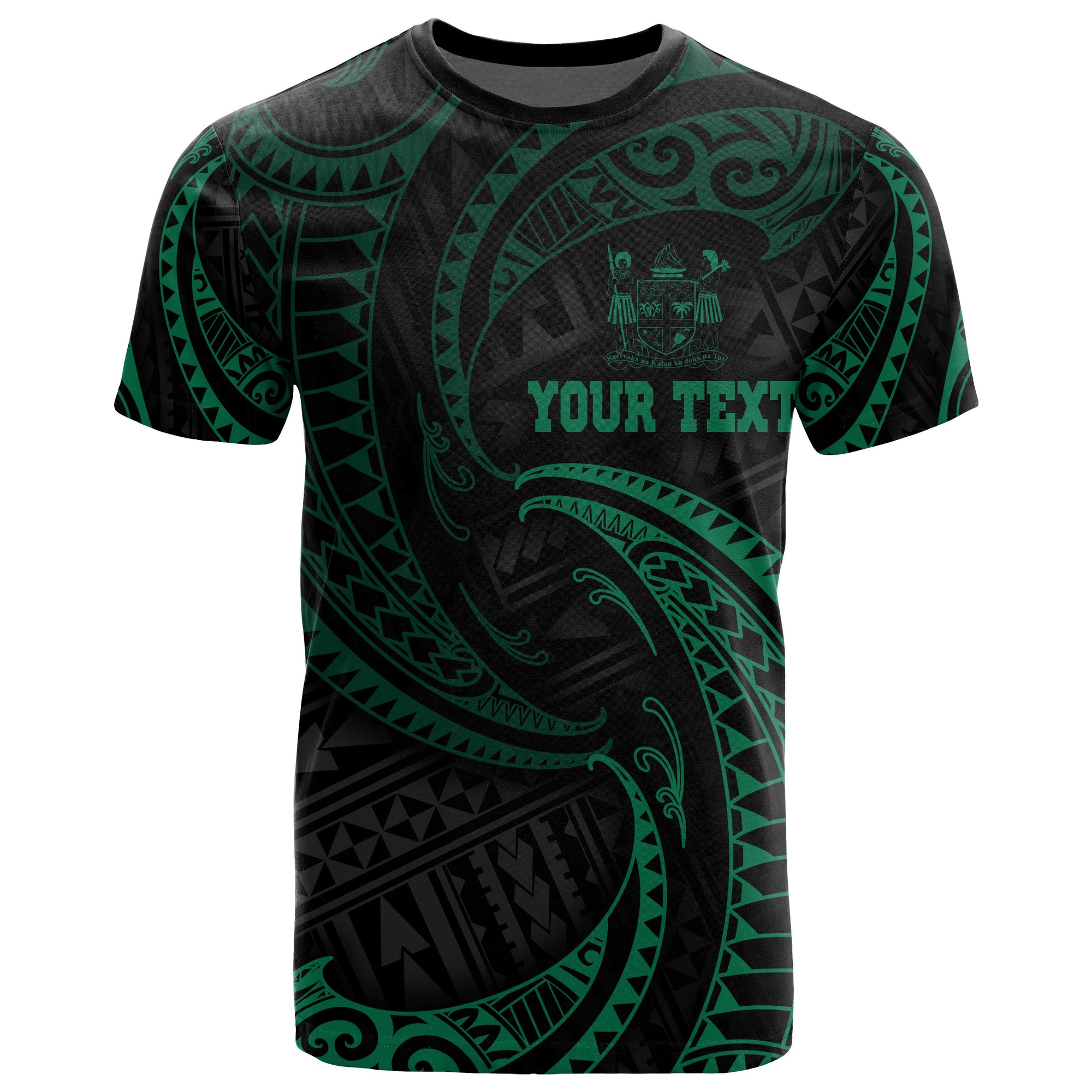 Fiji Polynesian Custom T Shirt Green Tribal Wave Unisex Green - Polynesian Pride