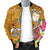 Fiji Custom Personalised Men's Bomber Jacket - Turtle Plumeria (Gold) - Polynesian Pride