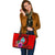 Guam Polynesian Custom Personalised Large Leather Tote - Floral With Seal Red - Polynesian Pride