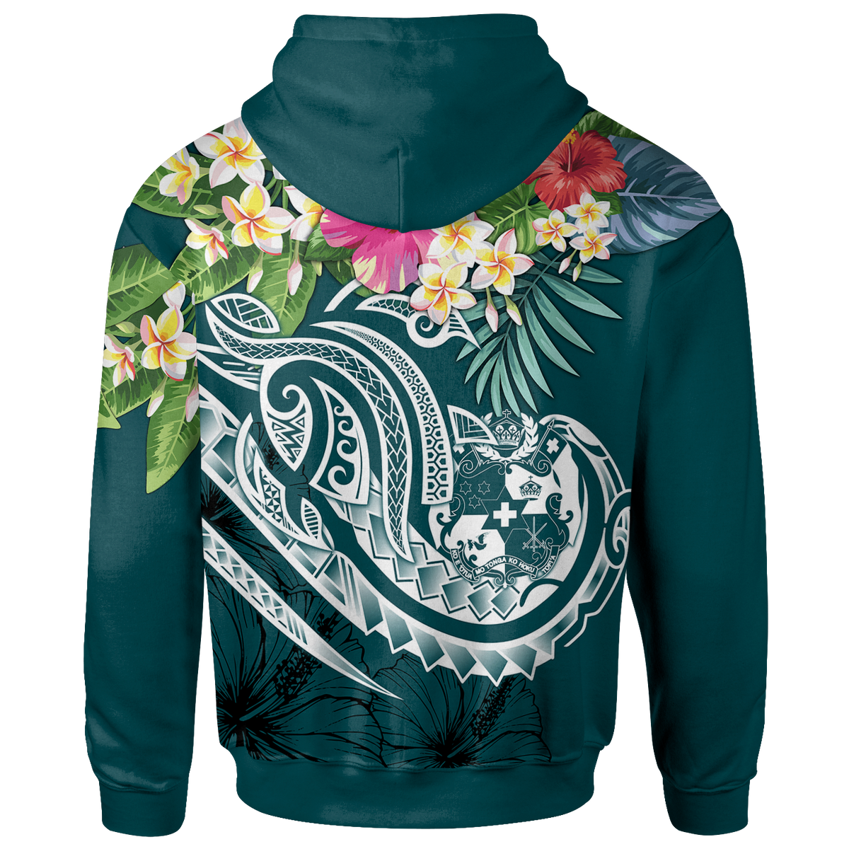 Tonga Polynesian Hoodie Summer Plumeria (Turquoise) - Polynesian Pride