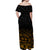 (Custom Personalised) New Zealand Off Shoulder Long Dress Maori Pattern Gold LT13 - Polynesian Pride