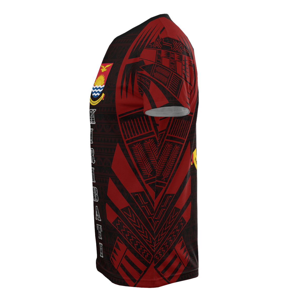 Kiribati T Shirt Kiribati Coat Of Arms Polynesian Tattoo Red Style - Polynesian Pride