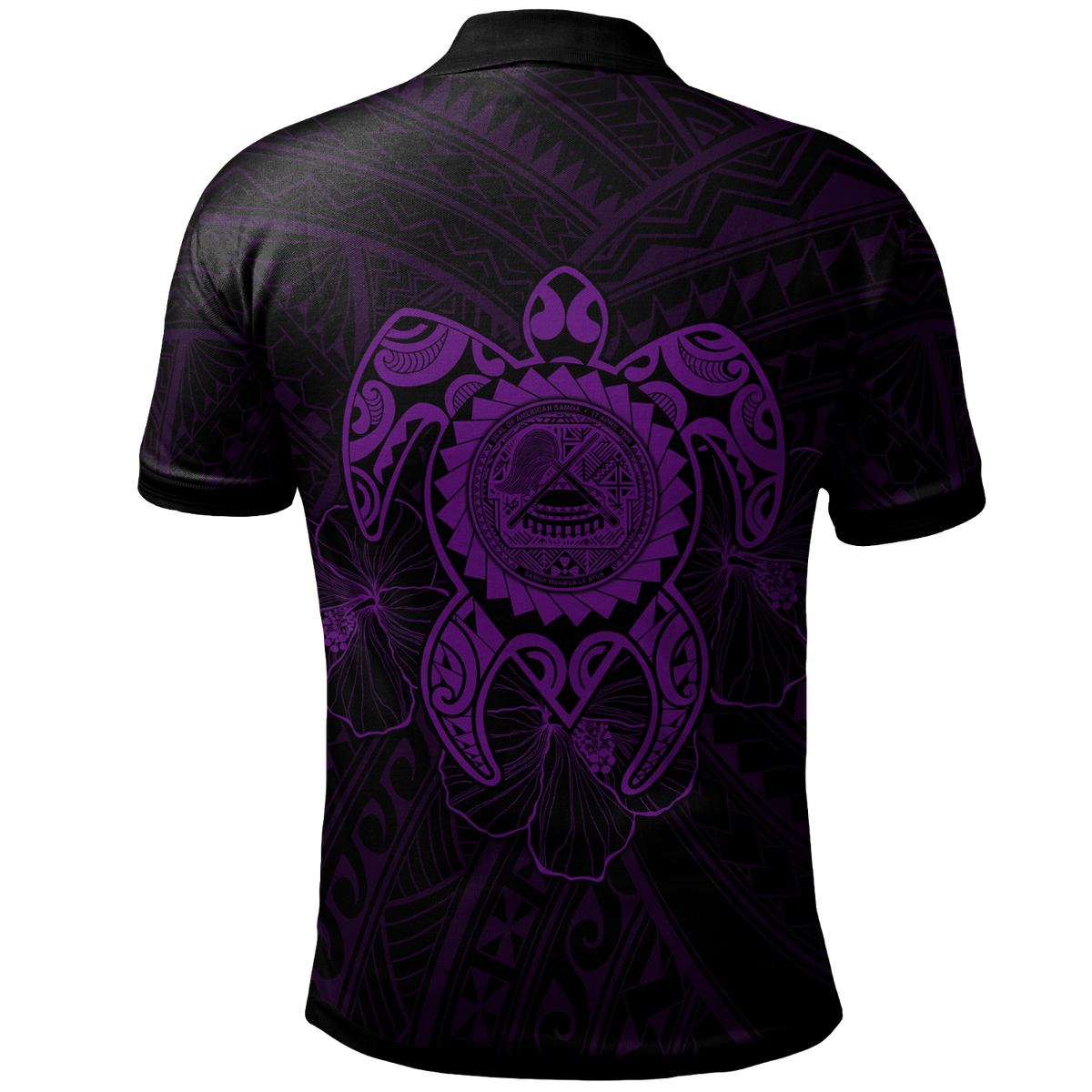 American Samoa Polynesian Custom Polo Shirt Vintage Polynesian Turtle (Purple) - Polynesian Pride