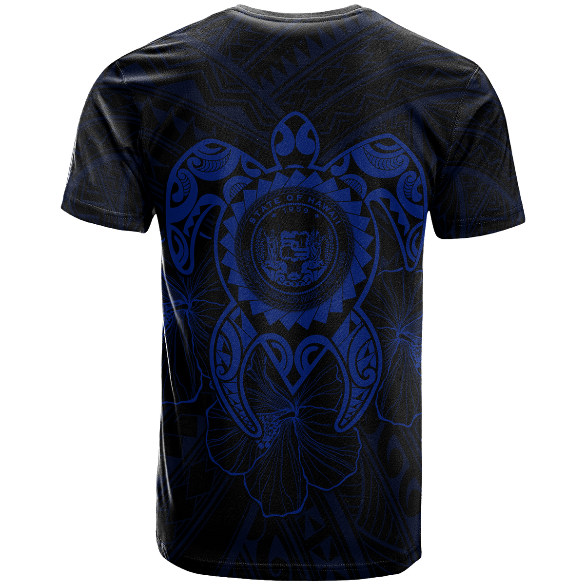 Hawaii Polynesian T Shirt Vintage Polynesian Turtle (Blue) - Polynesian Pride