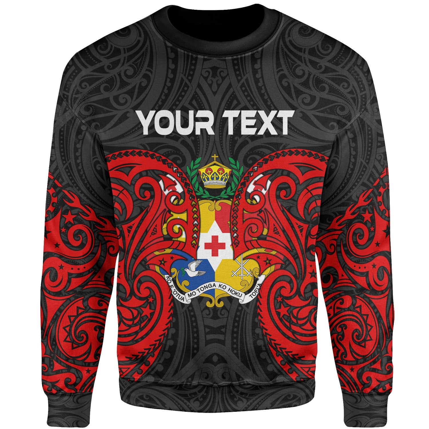 Tonga Polynesian Custom Personalised Sweater - Spirit Style Unisex Black - Polynesian Pride