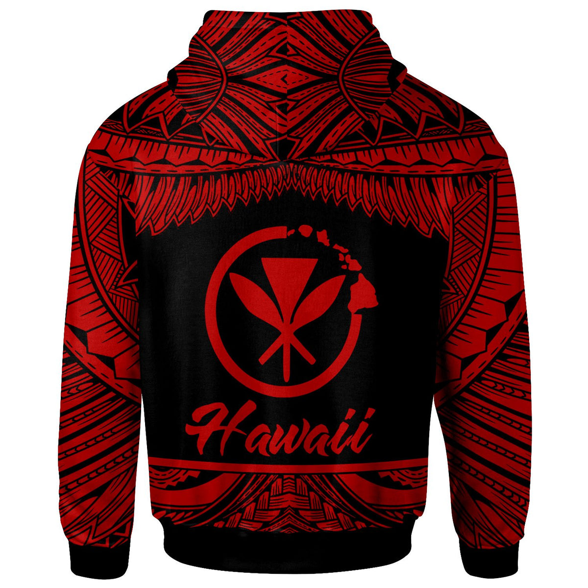 Hawaii Polynesian Custom Zip Hoodie Hawaii Pride Red Version - Polynesian Pride