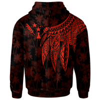 Kosrae Custom Zip up Hoodie Polynesian Wings (Red) - Polynesian Pride
