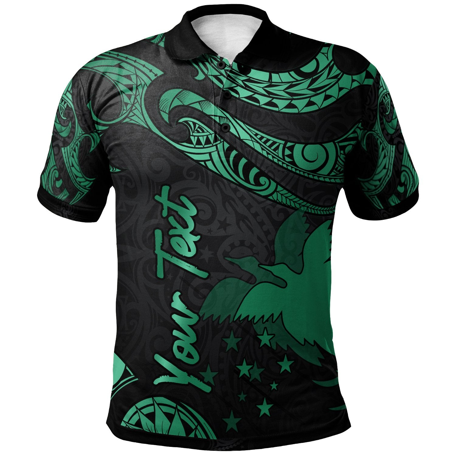 Papua New Guinea Custom Polo Shirt Polynesian Tattoo Green Version Unisex Green - Polynesian Pride