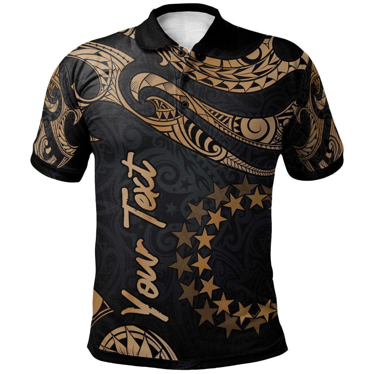 Cook Islands Custom Polo Shirt Polynesian Tattoo Gold Version Unisex Gold - Polynesian Pride