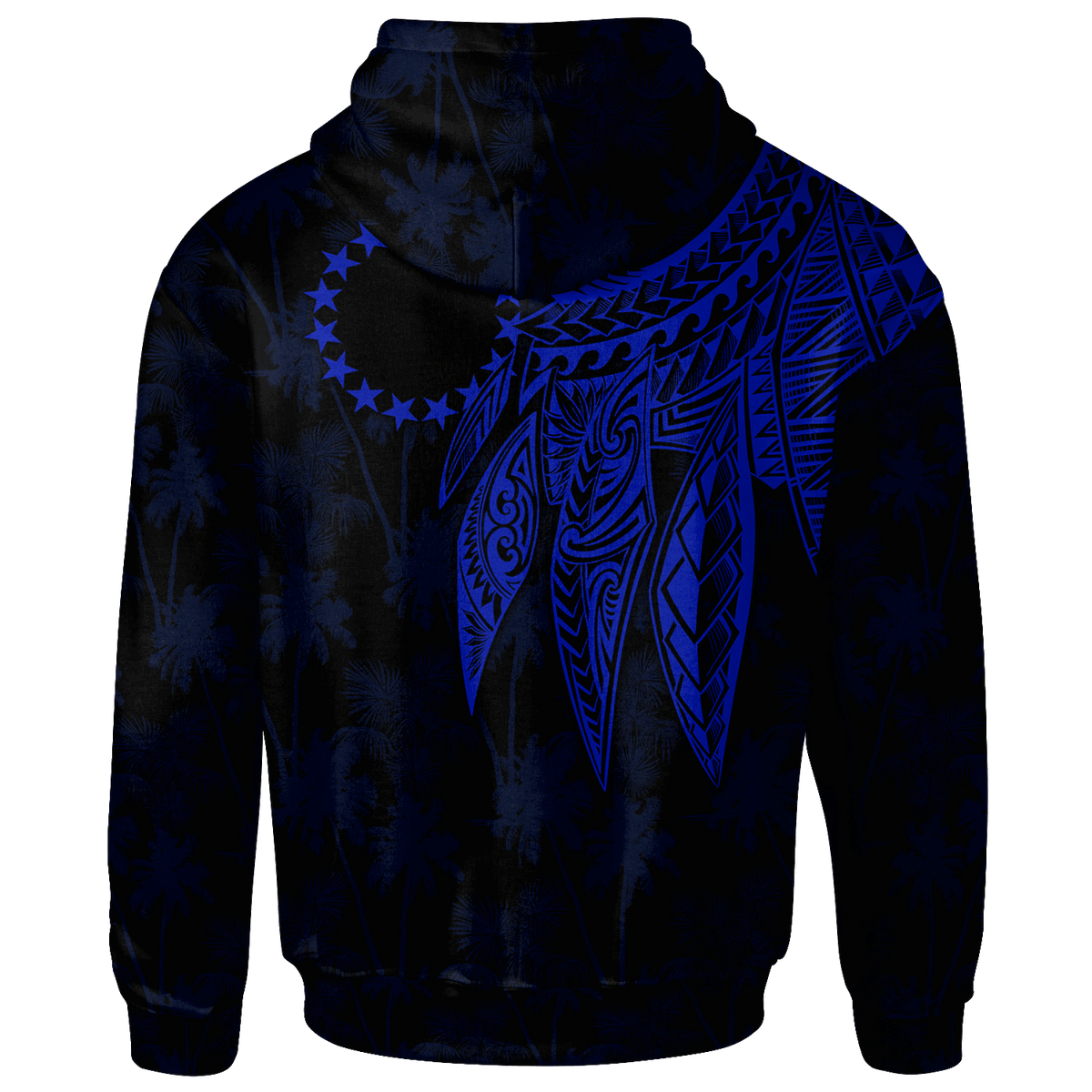 Cook Islands Custom Hoodie Polynesian Wings (Blue) - Polynesian Pride
