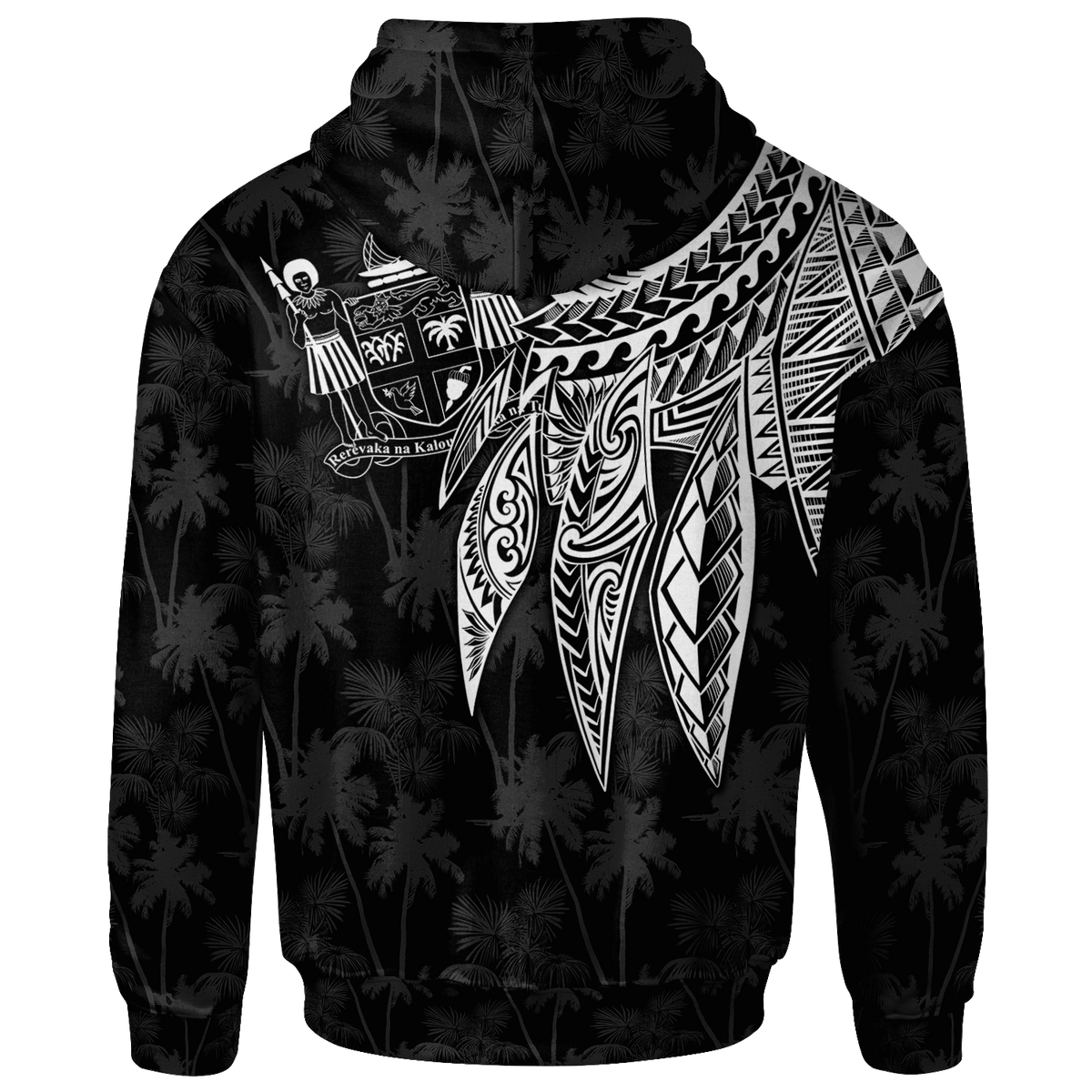 Fiji Custom Hoodie Polynesian Wings (White) - Polynesian Pride