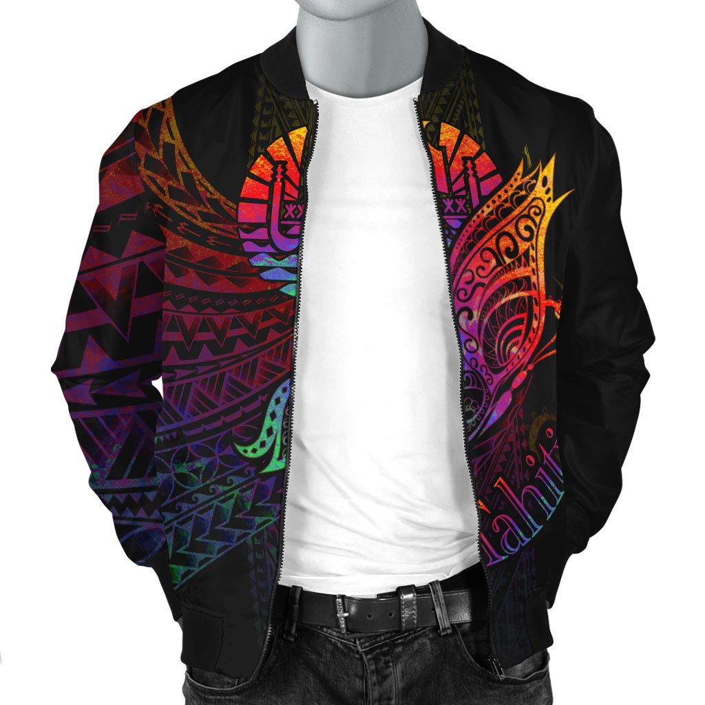 Tahiti Men's Bomber Jacket - Butterfly Polynesian Style - Polynesian Pride