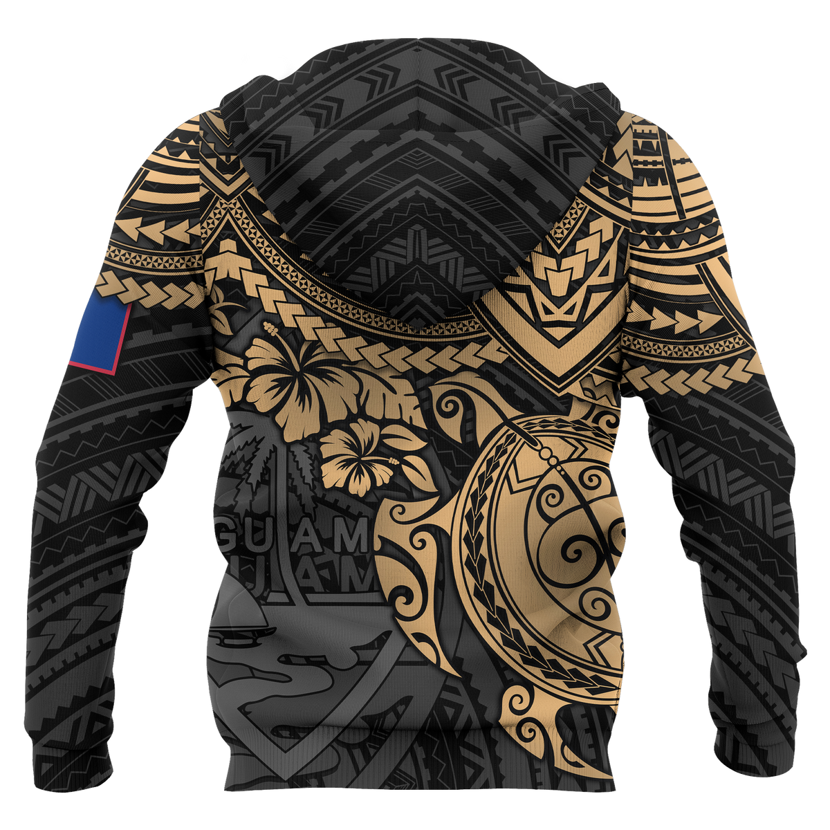 Guam Polynesian Hoodie (Zip up) Golden Turtle - Polynesian Pride