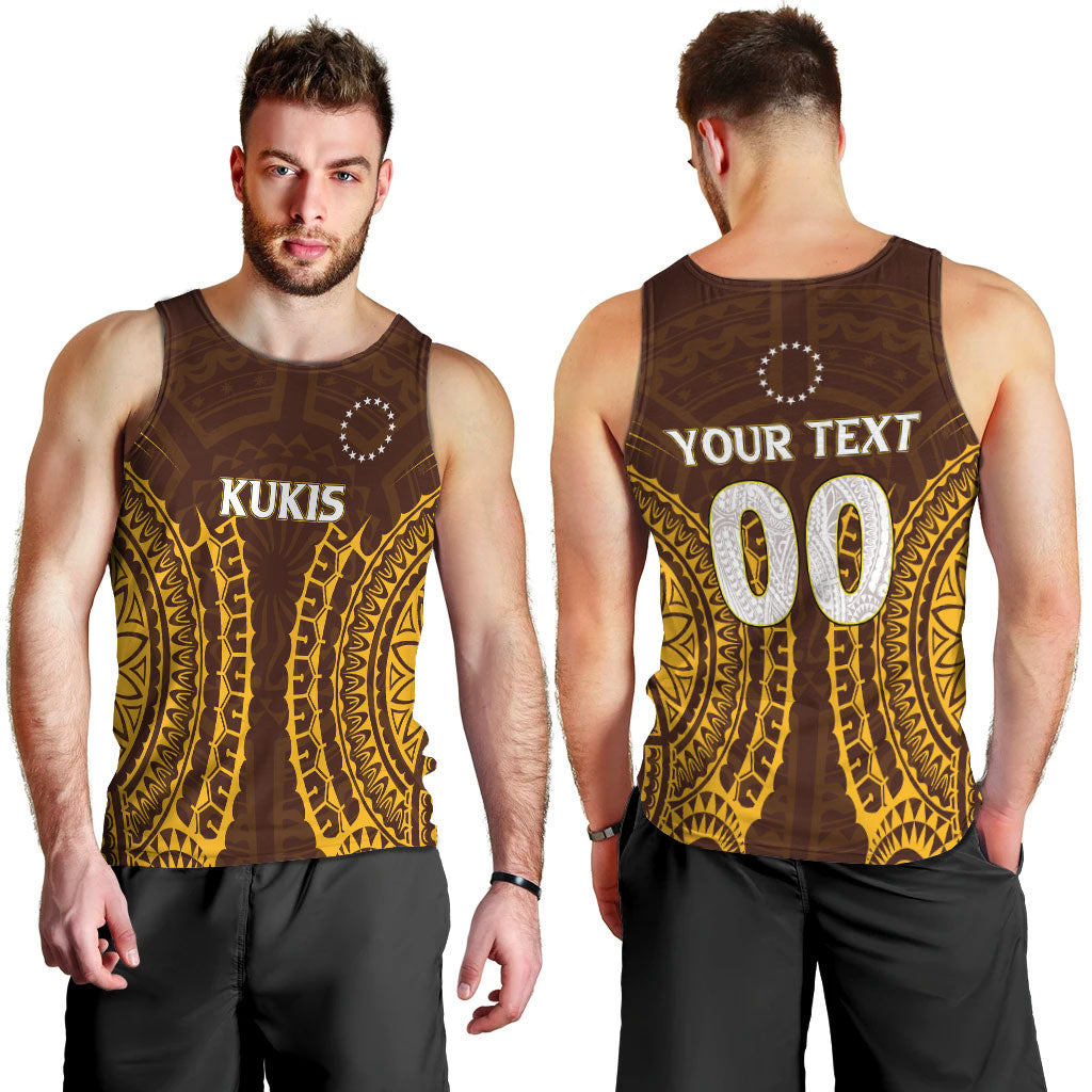 (Custom Personalised) Cook Islands Kukis Men Tank Top - Tribal Pattern - LT12 Brown - Polynesian Pride