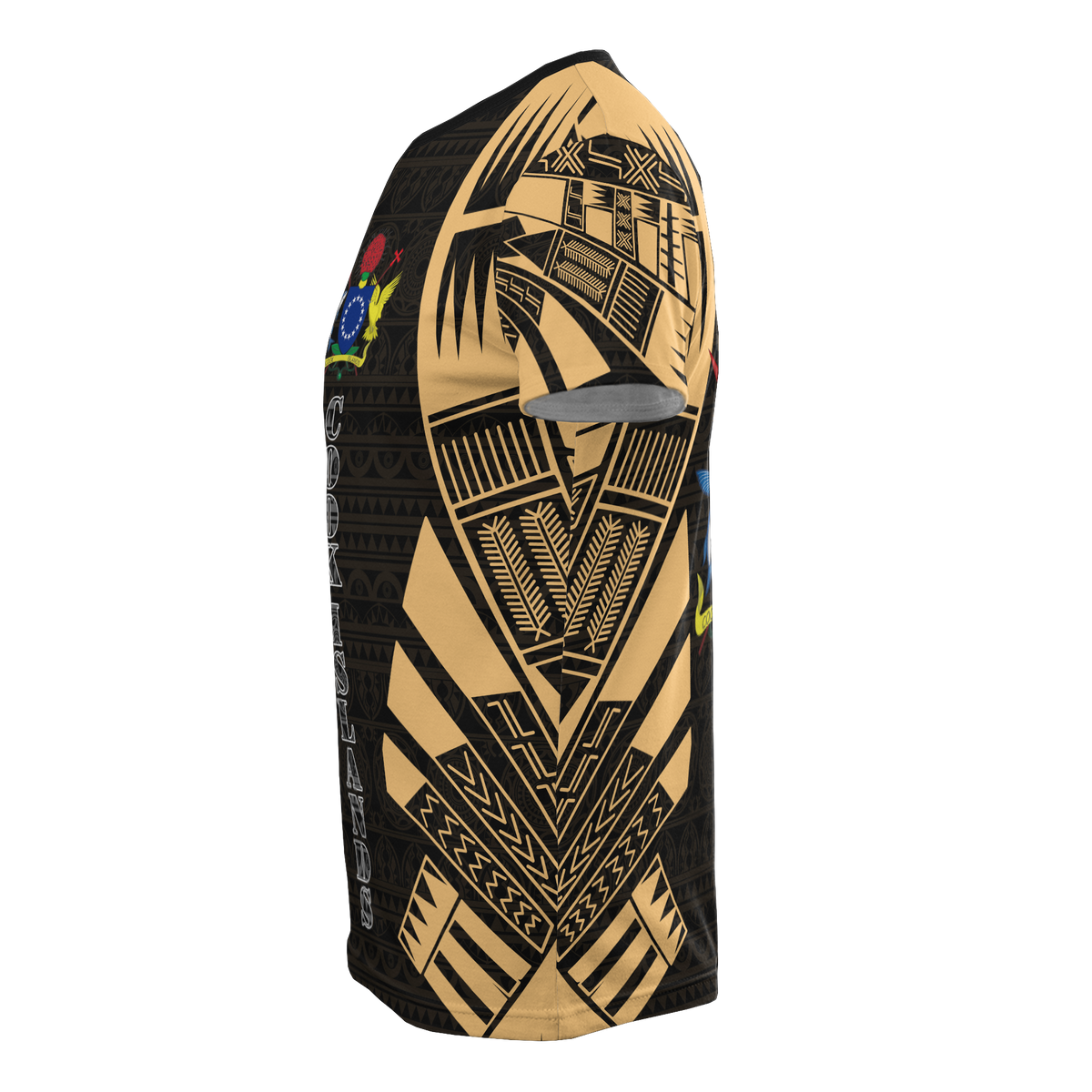 Cook Islands T Shirt Polynesian Coat of Arms Polynesian Tattoo Gold Style - Polynesian Pride