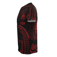 Federated States of Micronesia All Over T Shirt Red Tribal Wave - Polynesian Pride