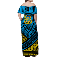 Tuvalu Matching Dress and Hawaiian Shirt 44th Independence Anniversary Tribal Pattern LT12 - Polynesian Pride