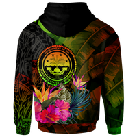 Federated States of Micronesia Polynesian Custom Hoodie Hibiscus and Banana Leaves - Polynesian Pride