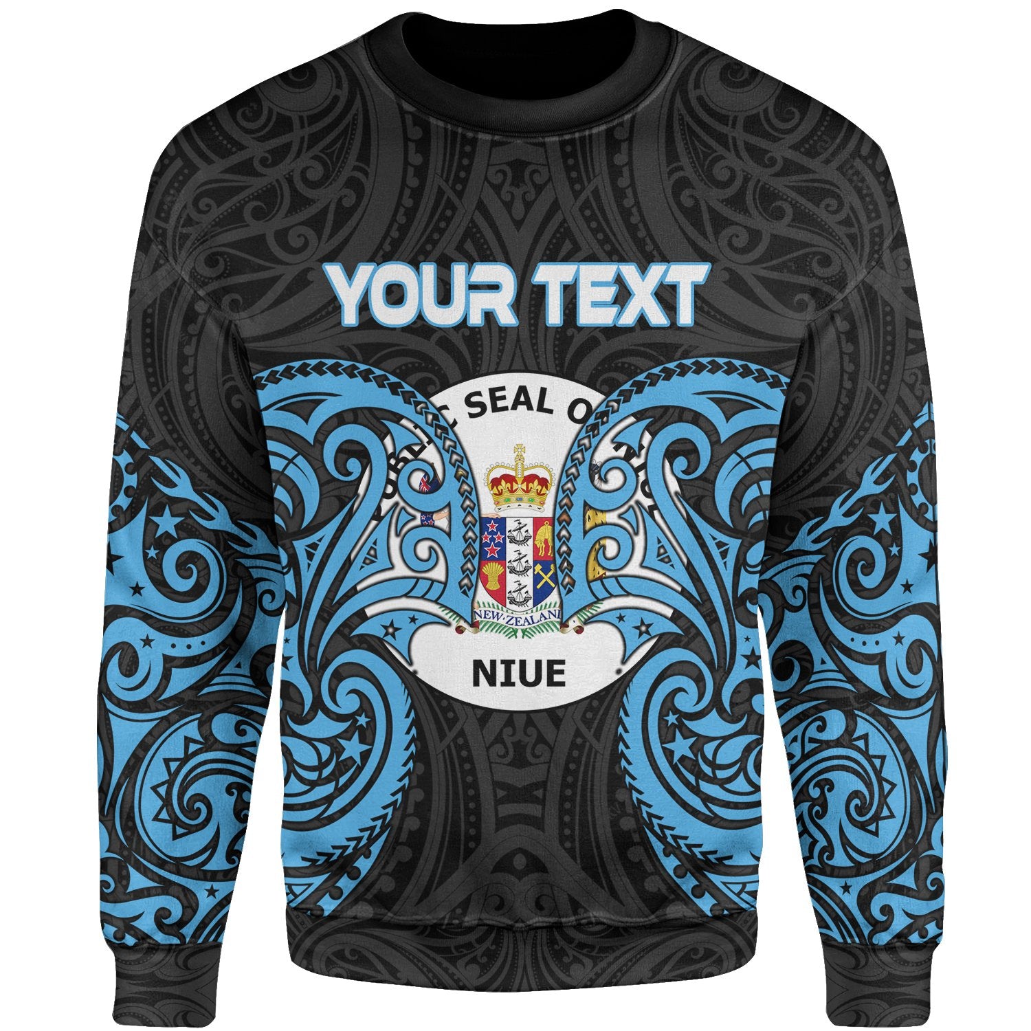 Niue Polynesian Custom Personalised Sweater - Spirit Style Blue Unisex Blue - Polynesian Pride