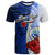 Federated States of Micronesia Custom T Shirt Coat of Arm With Hibiscus Blue Unisex Blue - Polynesian Pride