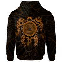 American Samoa Polynesian Custom Hoodie Vintage Polynesian Turtle (Golden) - Polynesian Pride