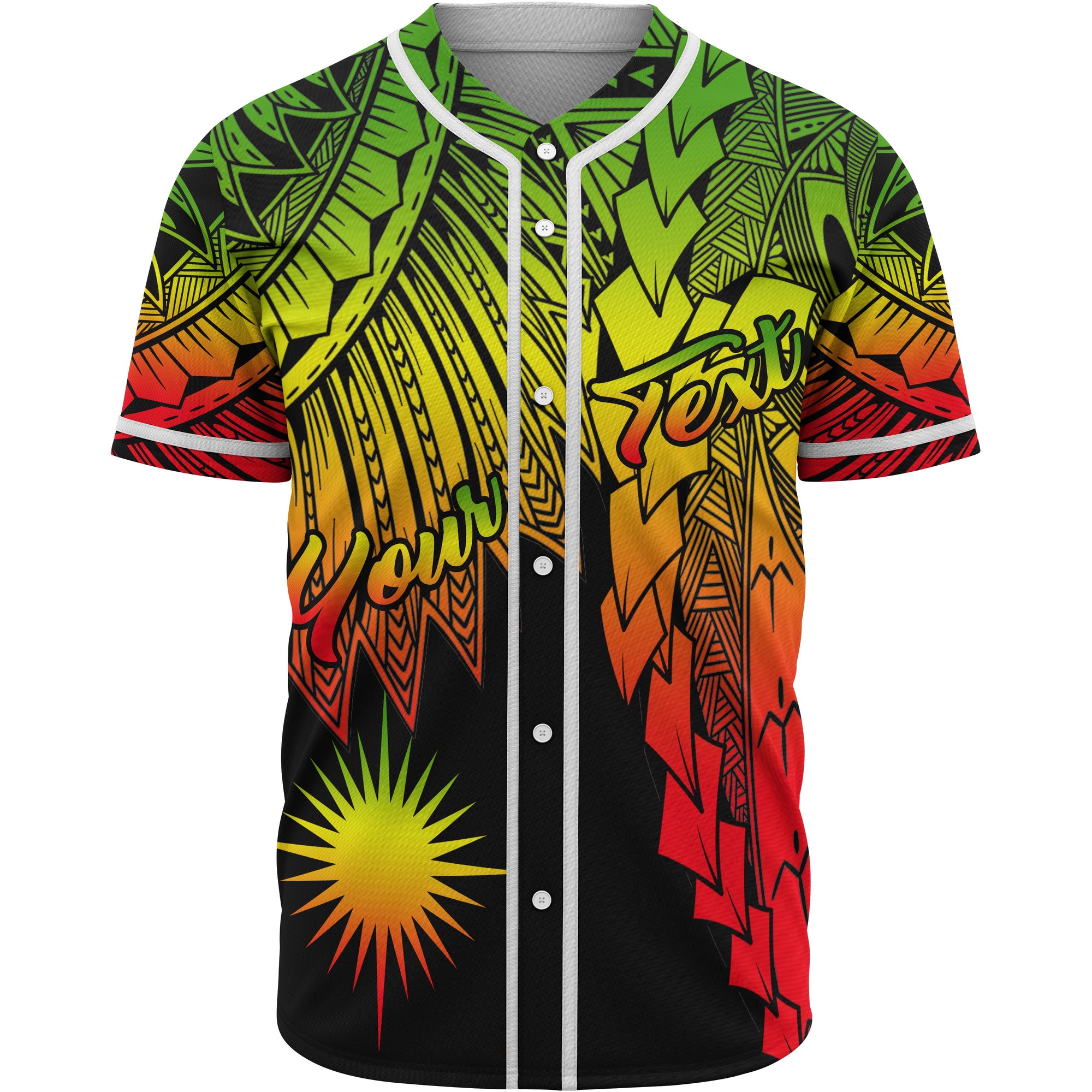 Marshall Islands Polynesian Custom Personalised Baseball Shirt - Tribal Wave Tattoo Reggae Unisex Reggae - Polynesian Pride