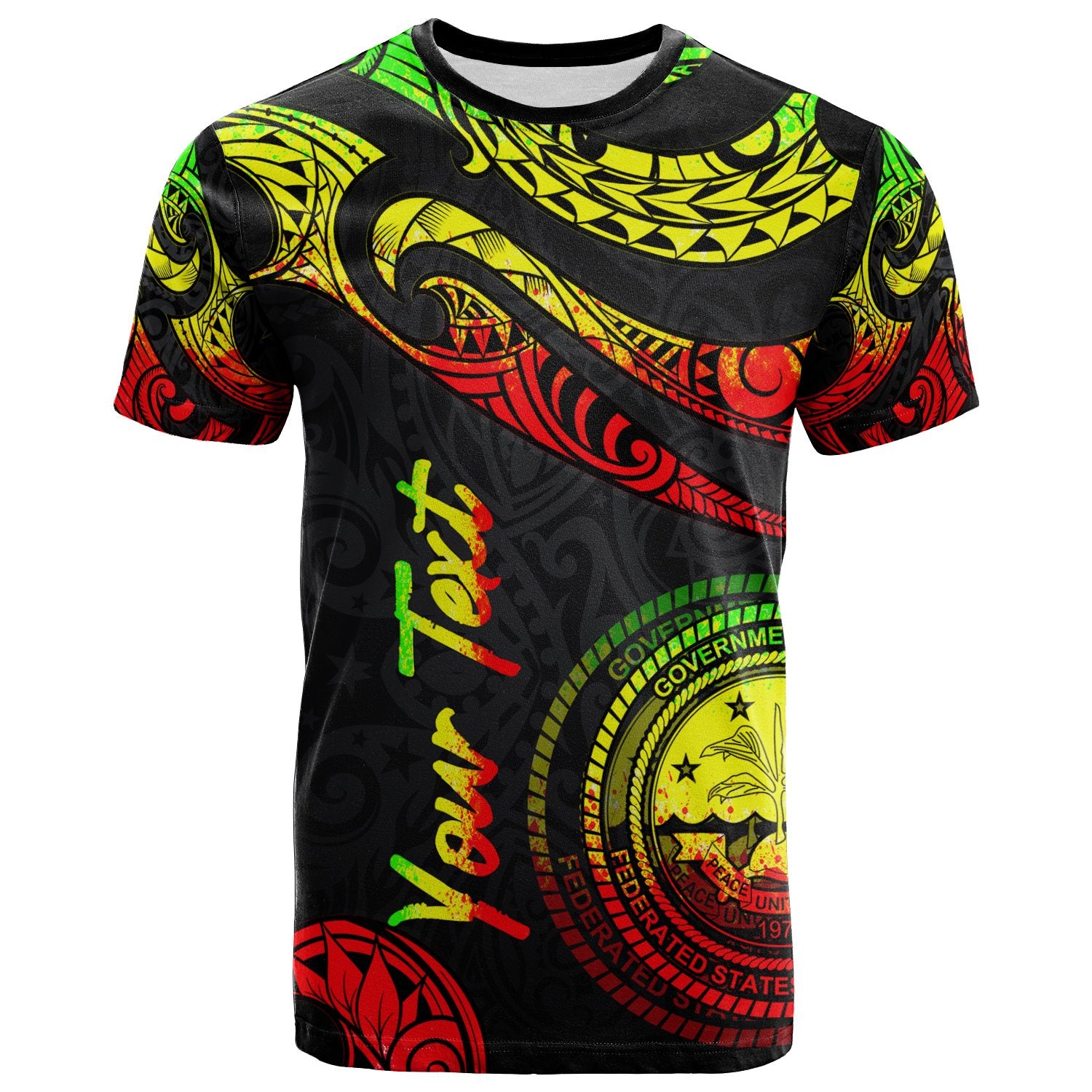 Federated States of Micronesia Custom T Shirt Polynesian Tattoo Reggae Version Unisex Reggae - Polynesian Pride