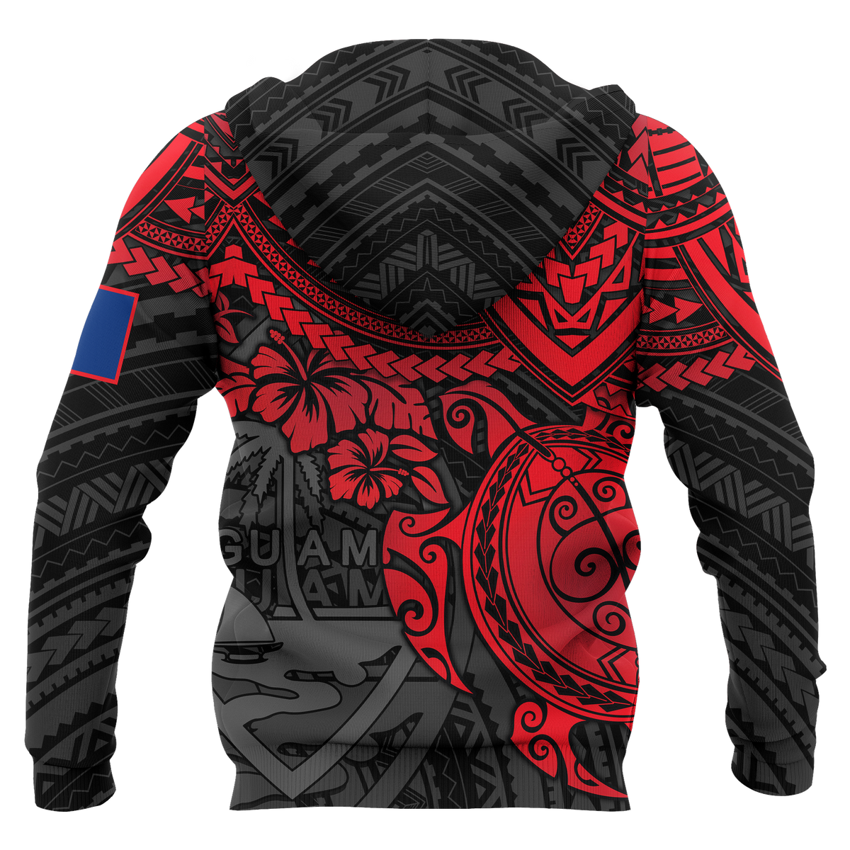 Guam Polynesian Hoodie (Zip up) Red Turtle - Polynesian Pride