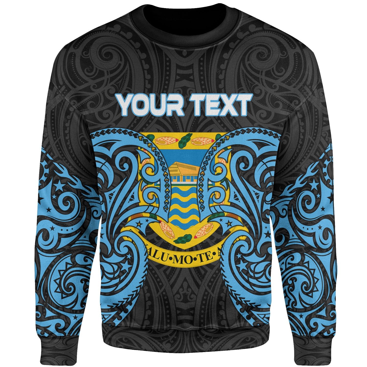 Tuvalu Polynesian Custom Personalised Sweater - Spirit Style Blue Unisex Blue - Polynesian Pride