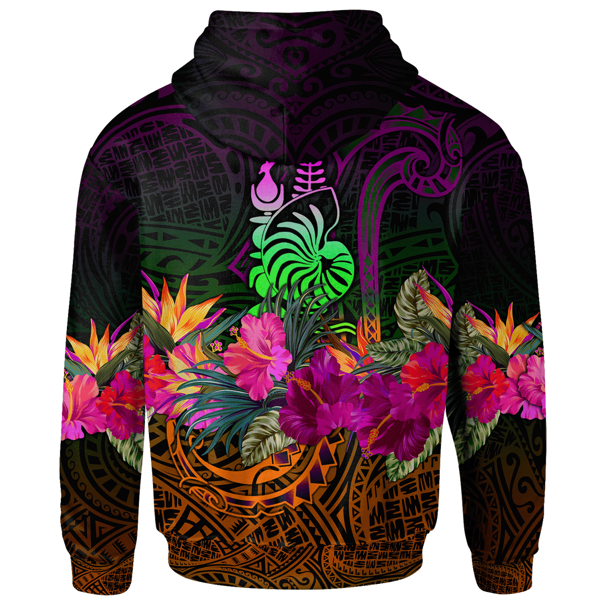 New Caledonia Polynesian Zip up Hoodie Summer Hibiscus - Polynesian Pride