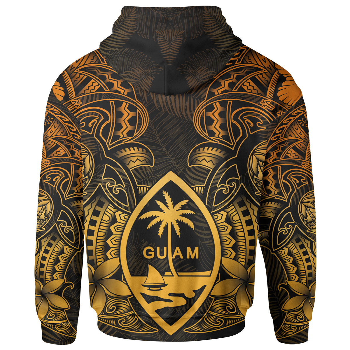 Guam Polynesian Zip up Hoodie Gold Turtle Homeland - Polynesian Pride
