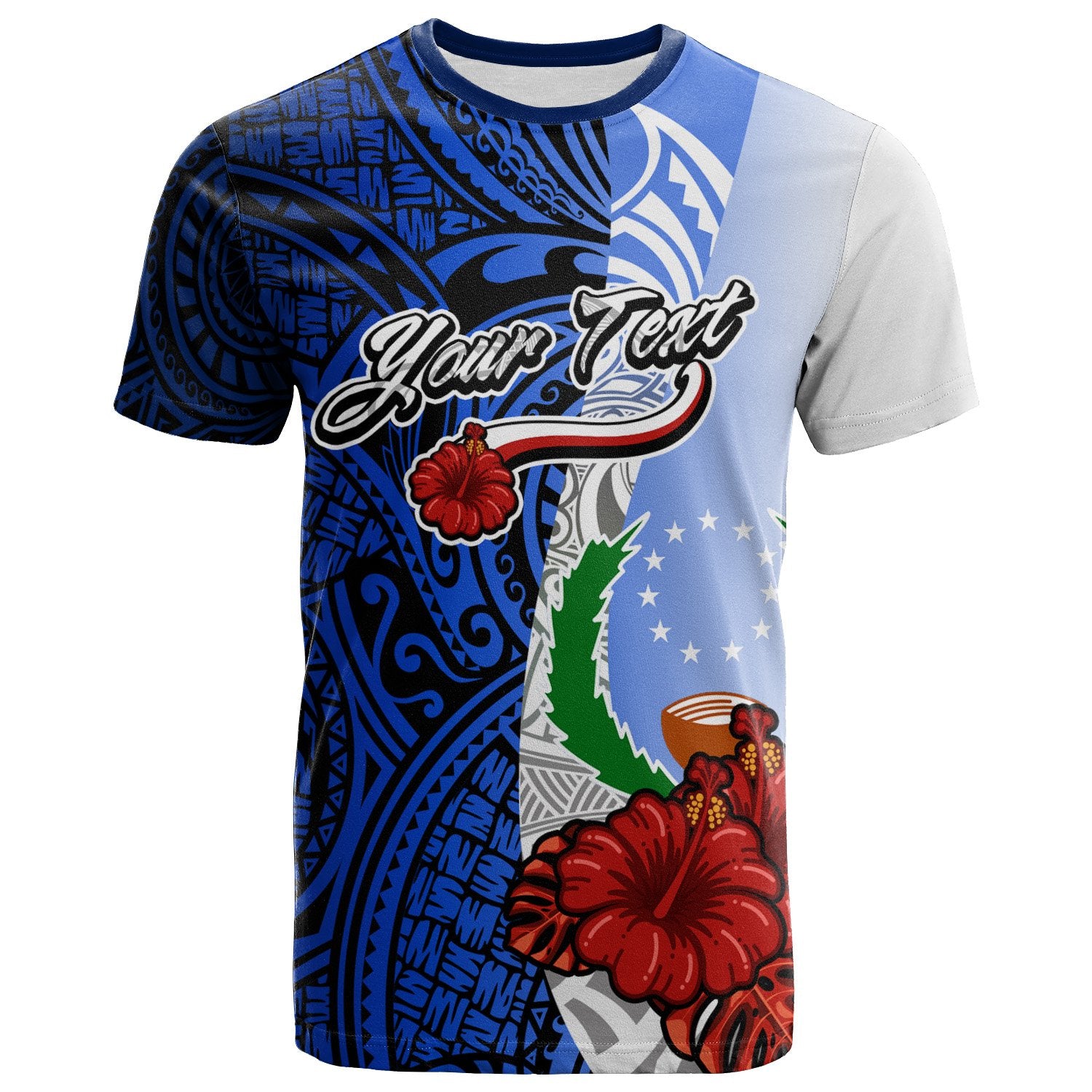 Pohnpei Micronesia Custom T Shirt Coat Of Arms With Hibiscus Blue Unisex Art - Polynesian Pride