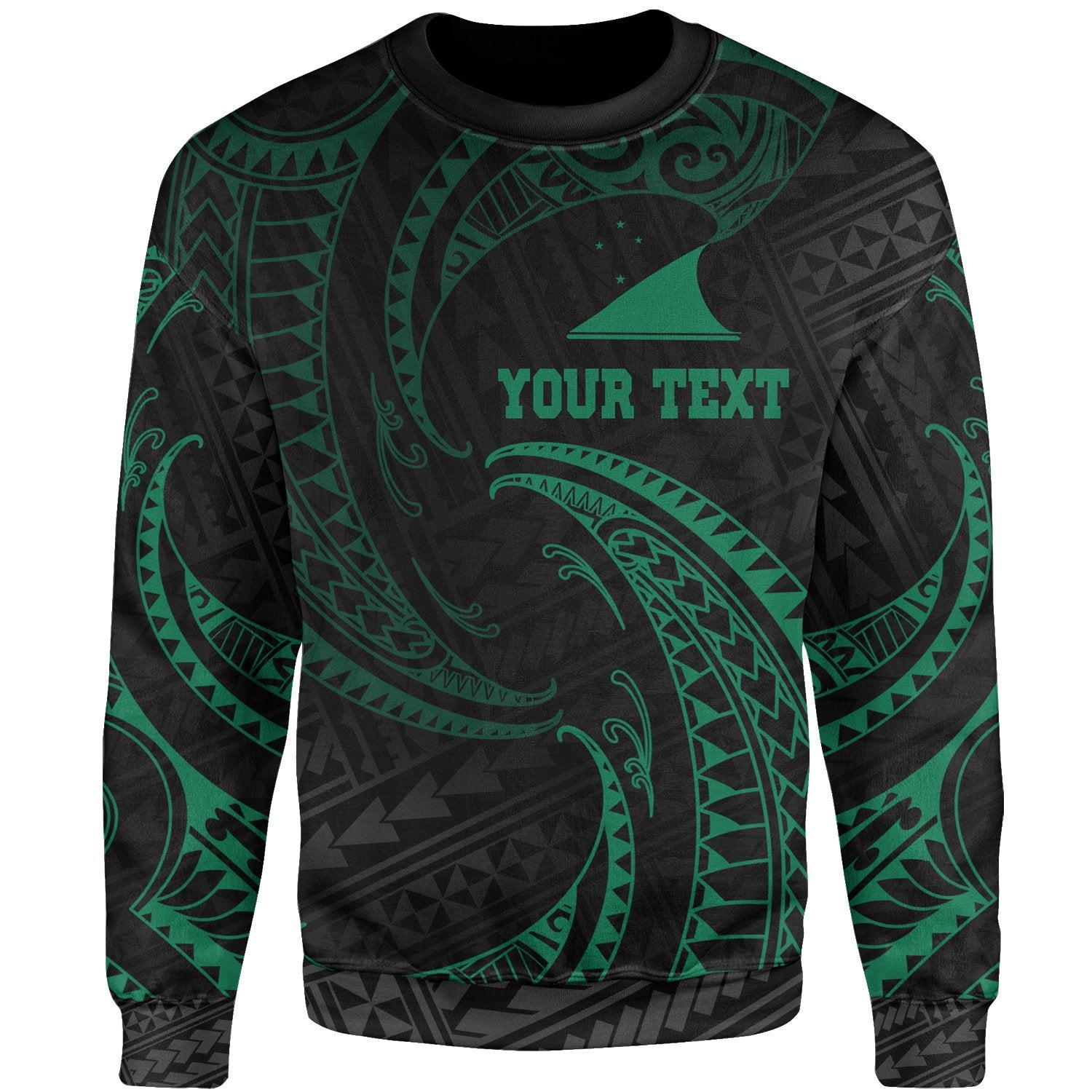 Tokelau Polynesian Custom Personalised Sweater - Green Tribal Wave Unisex Green - Polynesian Pride