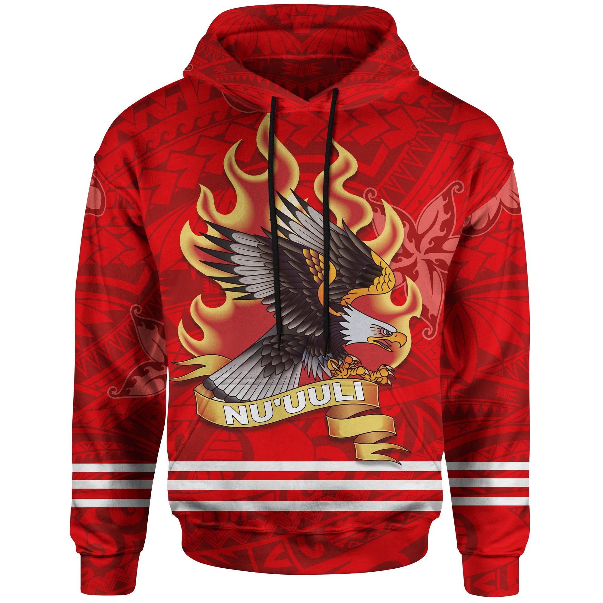 American Samoa Polynesian Hoodie Nuuuli Manulele Tausala Unisex Red - Polynesian Pride