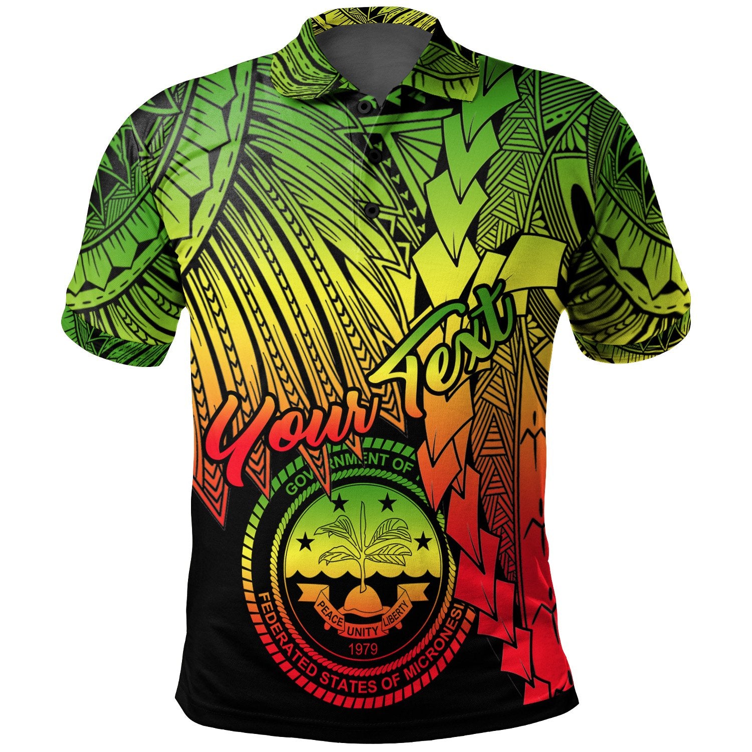 Federated States of Micronesia Custom Polo Tribal Wave Tattoo Reggae Unisex Reggae - Polynesian Pride