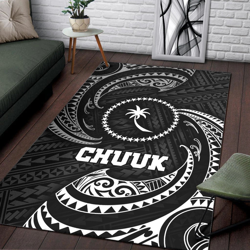 Chuuk Micronesia Area Rug - White Tribal Wave - Polynesian Pride