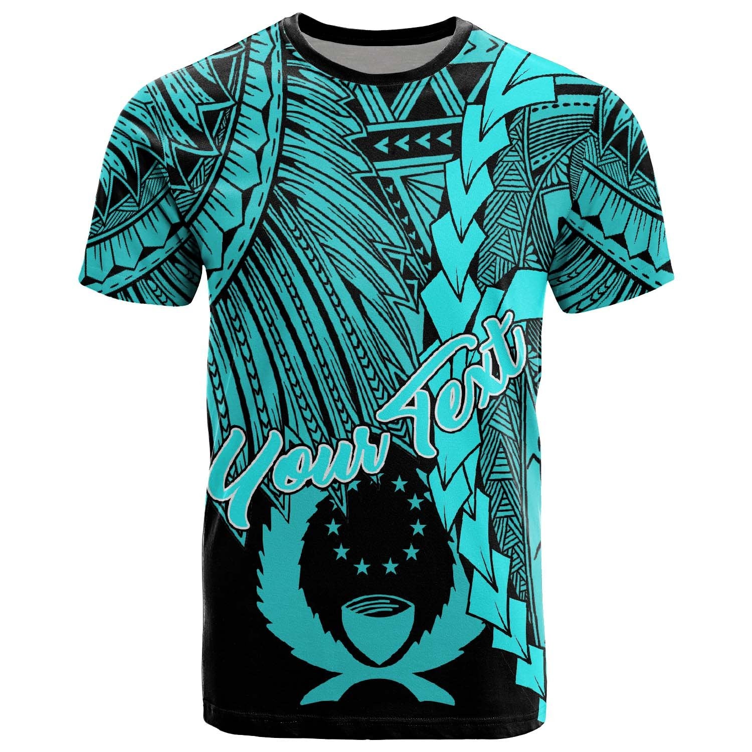 Pohnpei Micronesia Custom T Shirt Tribal Wave Tattoo Neon Blue Unisex Neon Blue - Polynesian Pride