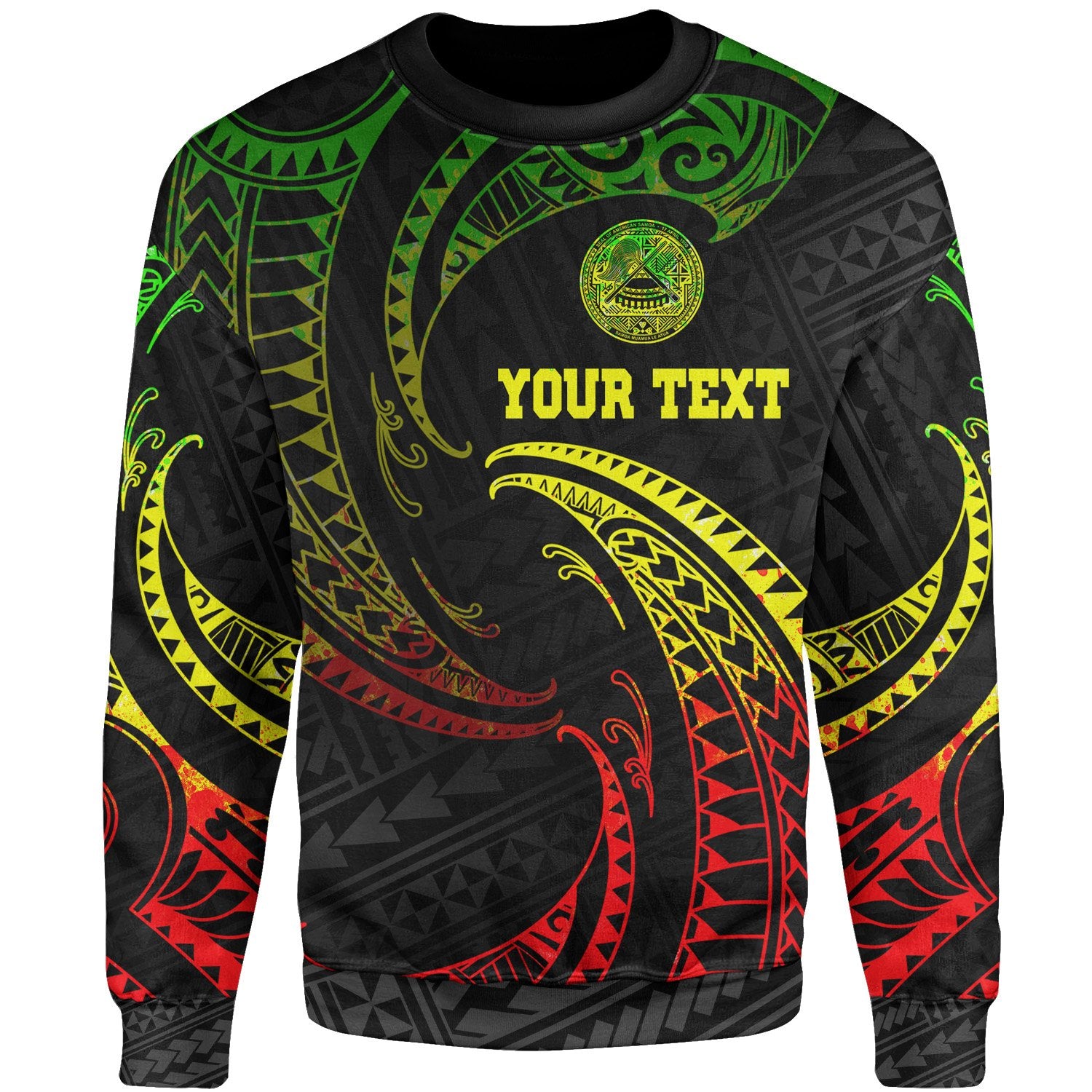 American Samoa Polynesian Custom Personalised Sweater - Reggae Tribal Wave Unisex Reggae - Polynesian Pride