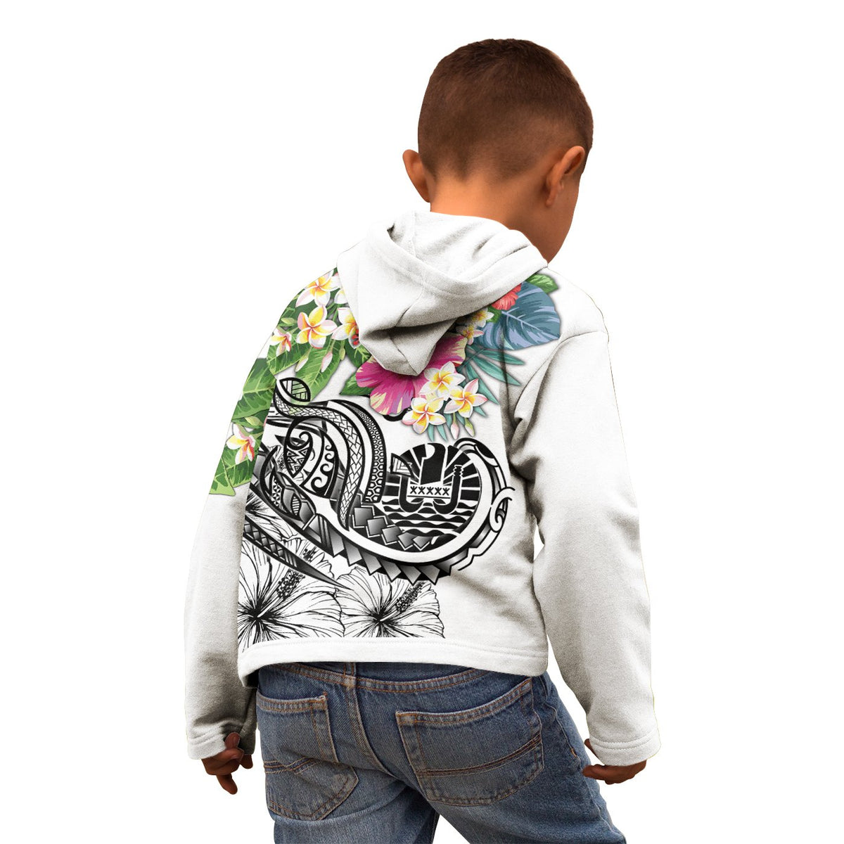 Tahiti Polynesian Hoodie Summer Plumeria (White) - Polynesian Pride
