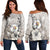 Niue Women's Off Shoulder Sweaters - Vintage Luxury Floral Style Nude - Polynesian Pride