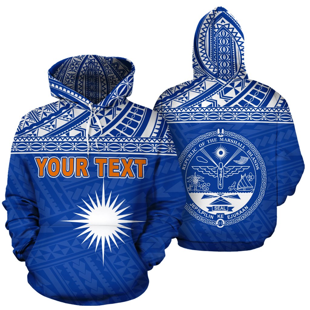 Marshall Islands Polynesian Custom Hoodie Blue Unisex Blue - Polynesian Pride