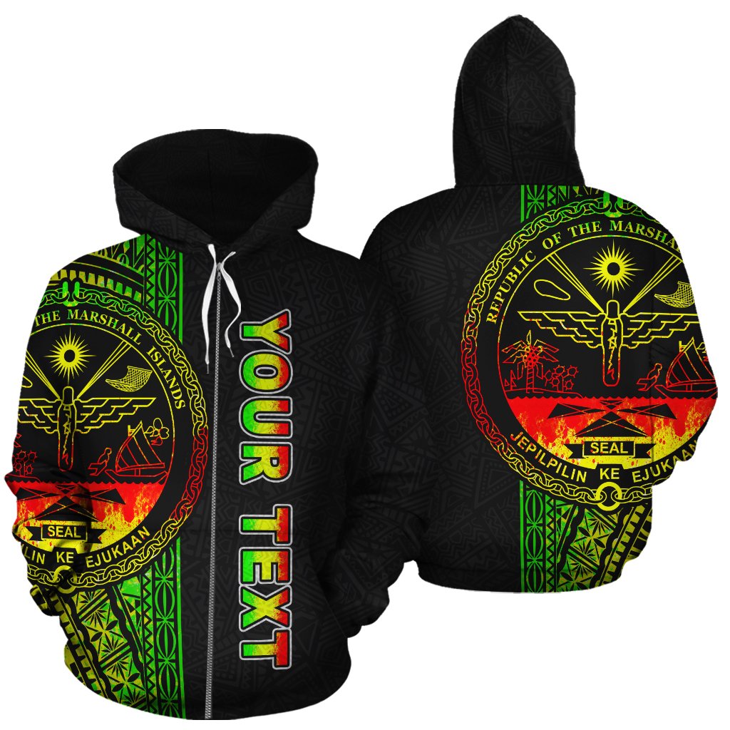 Marshall Islands Polynesian Custom Zip up Hoodie Reggae Line Unisex Reggae - Polynesian Pride